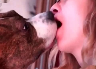 Nerdy slut fucks with a dog in homemade bestiality